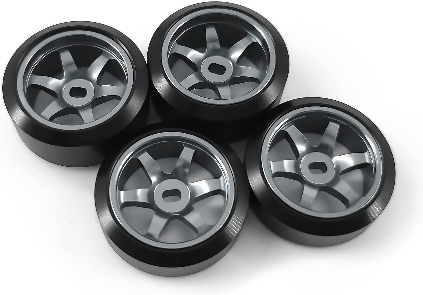 Llantas de rueda de 6 radios y neumáticos de deriva de coche RC para 128 RC Hobby modelo, 2 N+2* W 4 llantas de aleación de aluminio de 0.787 in
