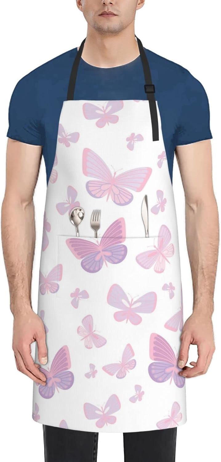 Delantales para mujer con bolsillos, delantal de chef ajustable, correa para el cuello, delantal de cocina impermeable