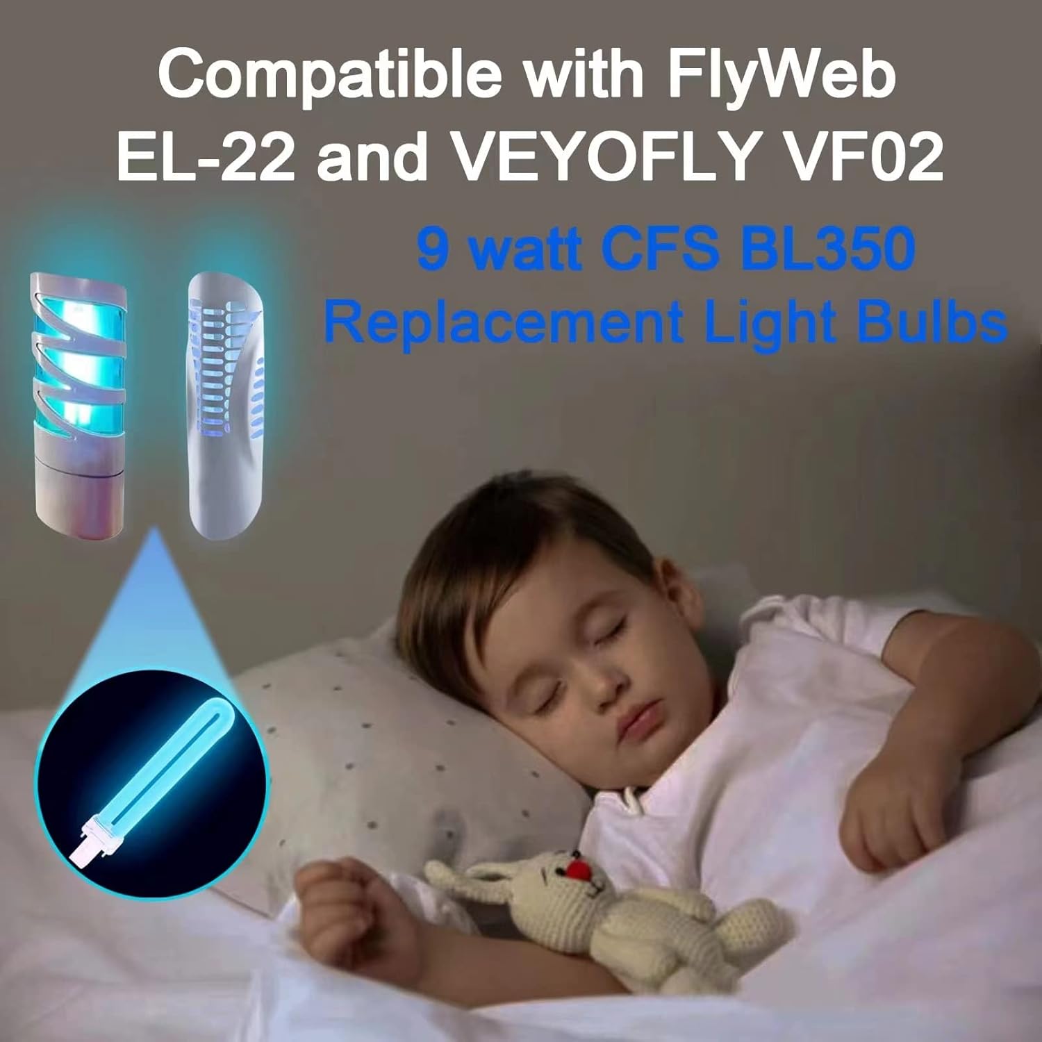 Celiwace Bombilla fluorescente UVA de 9 W compatible con EL-22 FlyWeb Classic Fly Light GX23 Base 3 unidades