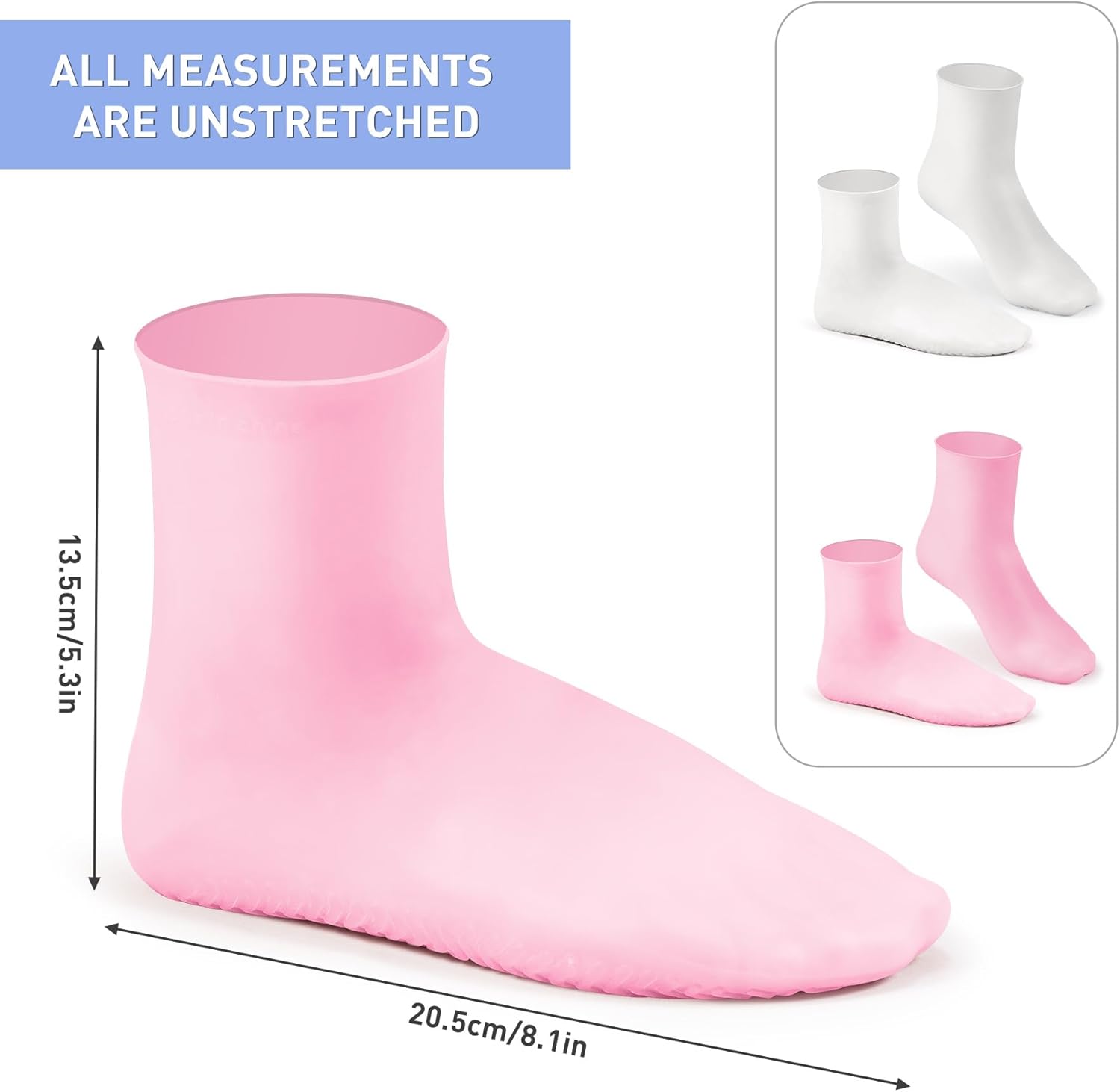 Aphlos 2 pares de calcetines largos de silicona, calcetines hidratantes, calcetines de gel suaves para pies secos y agrietados, cómodos para uso