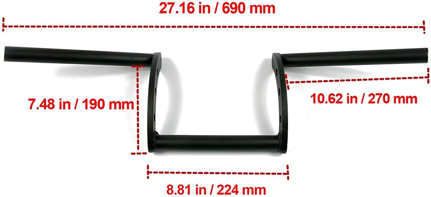 Colgador de motocicleta de 1 pulgada 0.984 in Ace Cafe Racer Clubman manillar manillar barra compatible con Harley Sportster XL883 XL1200 (negro en