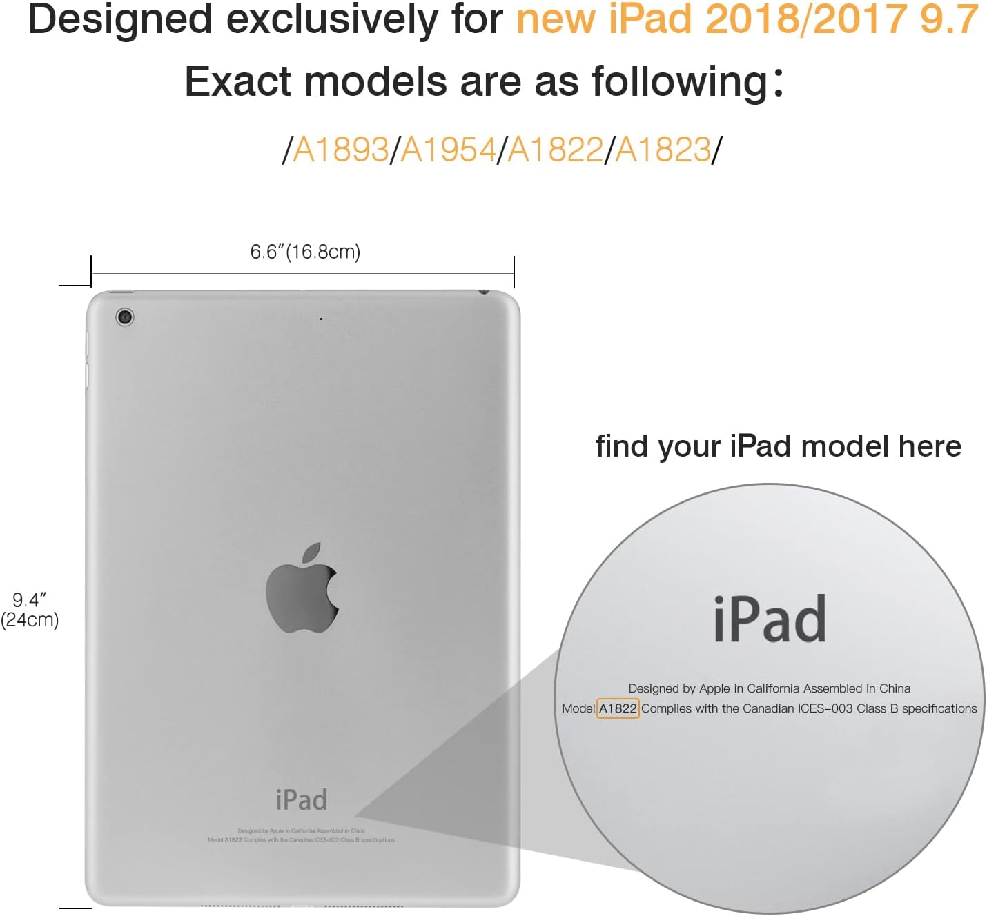 MoKo Case Fit 20182017 iPad 9.7 56 generación, delgada y ligera, con protector trasero translúcido esmerilado para iPad 9.7 20182017, encendido y