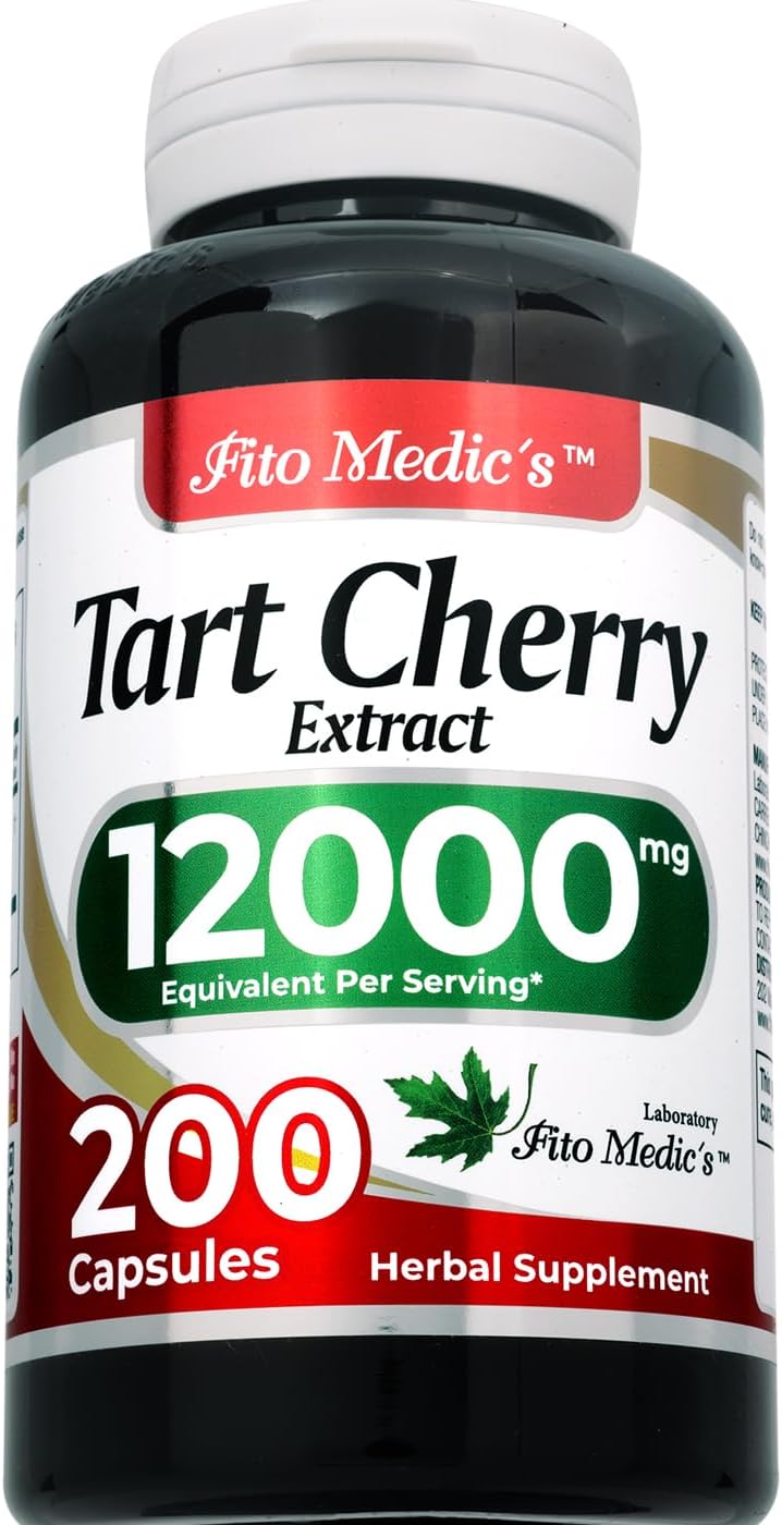 FITO MEDIC’S Laboratorio  Cápsulas de cereza agria  200 cápsulas  12000 mg  cereza agria  extracto de cereza  extracto de cereza  extracto de