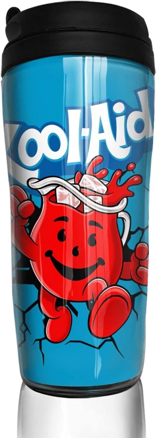 Kool Anime Aid Man – Botella de agua de café reutilizable de doble pared con tapa, jarra de agua deportiva para escuela, gimnasio al aire libre, 12