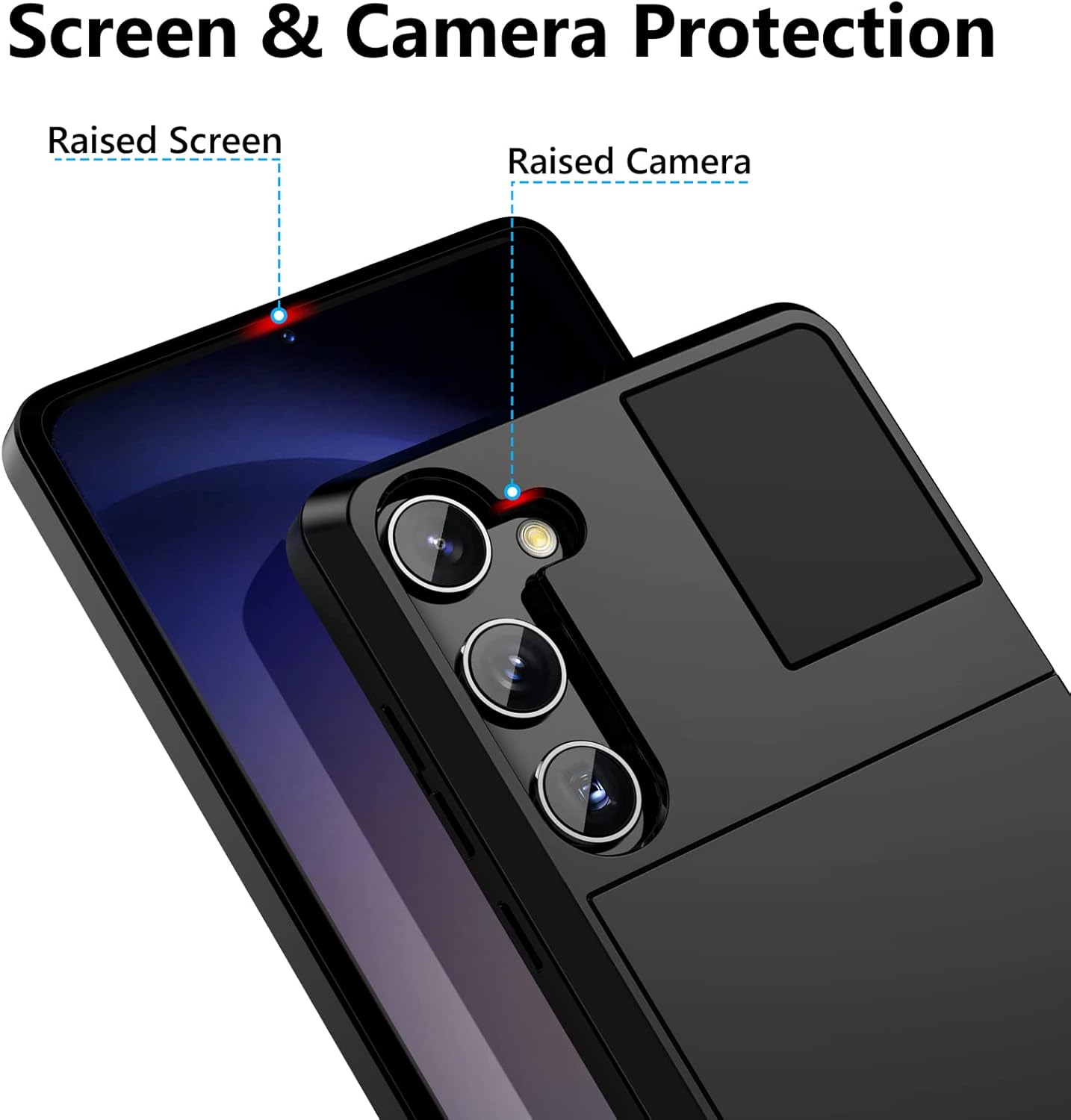 Vofolen Funda para Samsung Galaxy S23, tarjetero para tarjeta de crédito, ranura para identificación, puerta corredera, bolsillo oculto, para