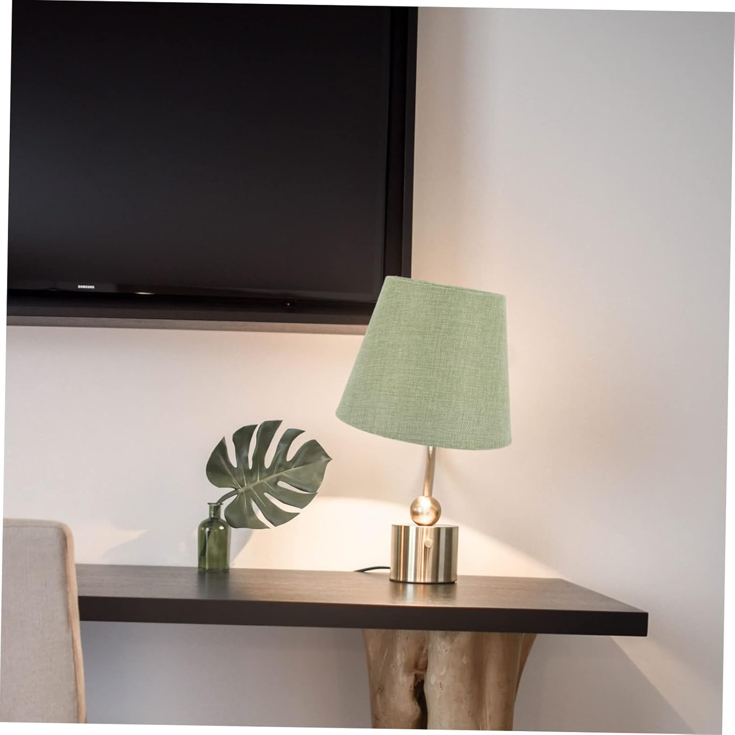 DOITOOL Pantalla de tela Lámpara colgante verde Lámpara colgante de ratán Lámpara de pie Cubierta de lámpara de mesa Lámpara de sombra Anillo de