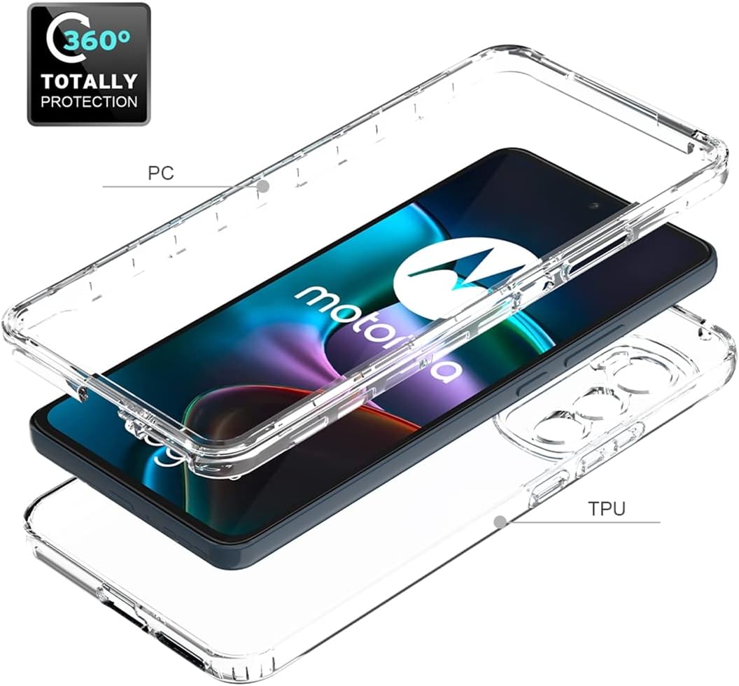 Funda compatible con Moto Edge 30 5G, Motorola Edge 30 con protector de pantalla de vidrio templado, cuerpo completo, a prueba de golpes,