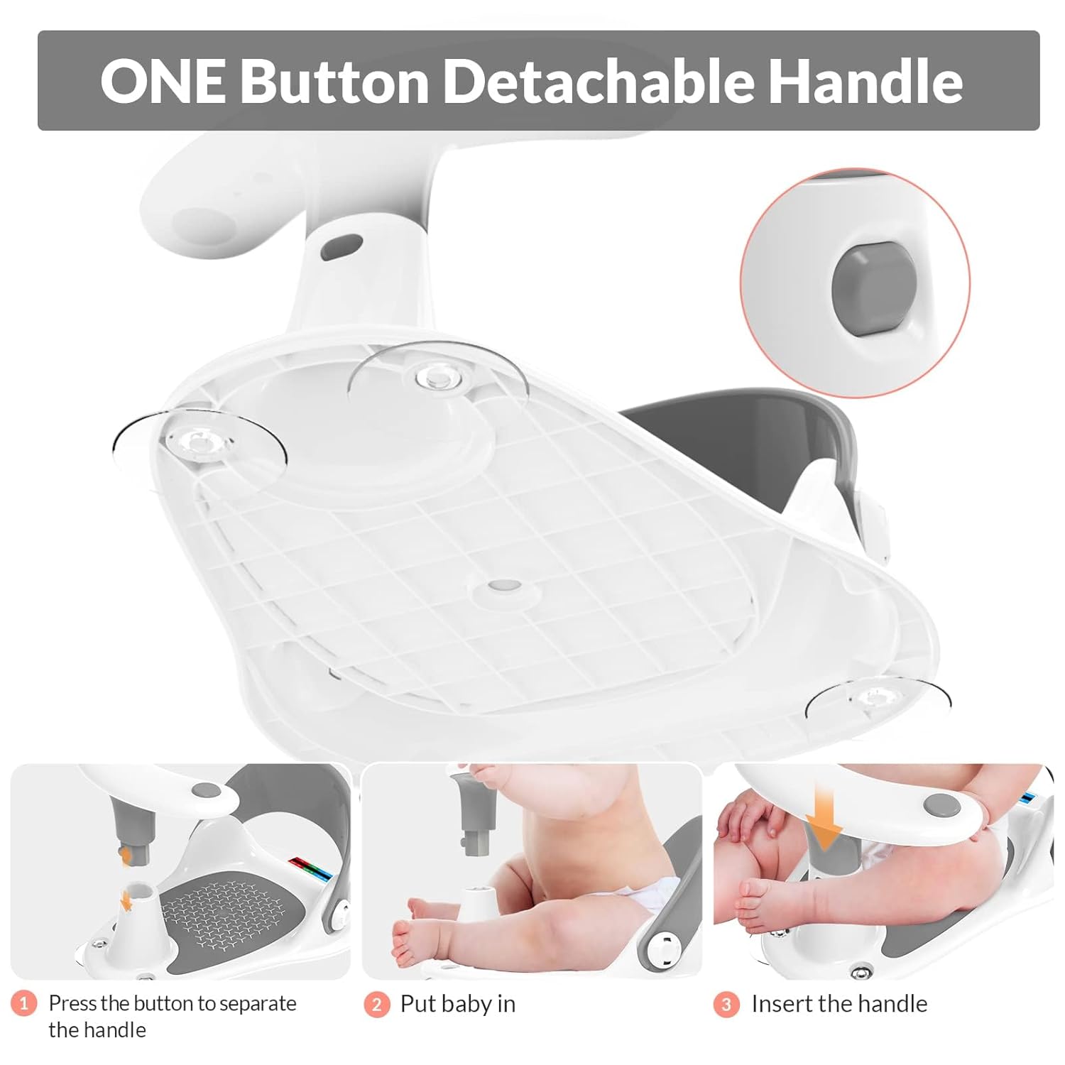 Asiento de baño infantil con termómetro, ventosas, juguetes, silla de baño para bebés de 6 meses en adelante