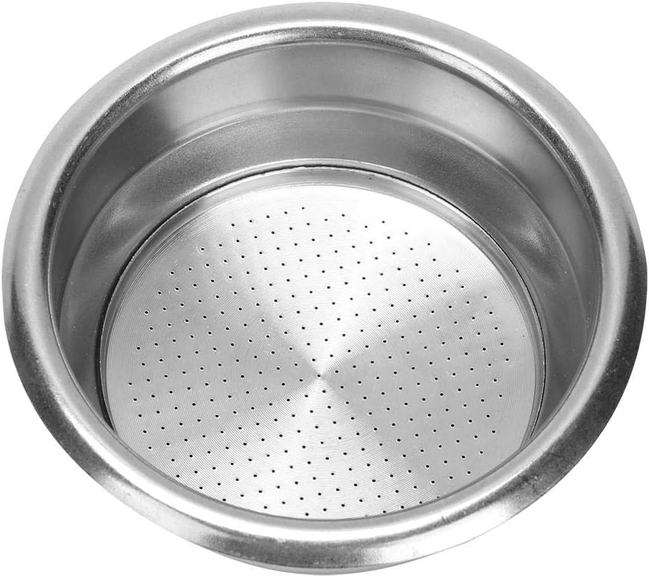 Filtros de café de acero inoxidable, 2.283 in de doble capa no presurizada cesta de filtro de repuesto para máquina de café expreso portafiltro