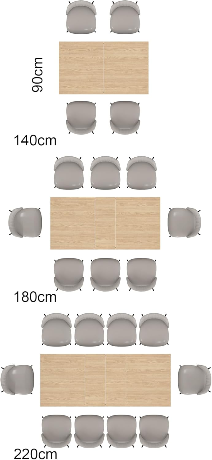 Mesa de comedor extensible para 6 a 10 personas, mesa de comedor de madera, moderna mesa extensible para reuniones, reuniones para cocinas pequeñas,