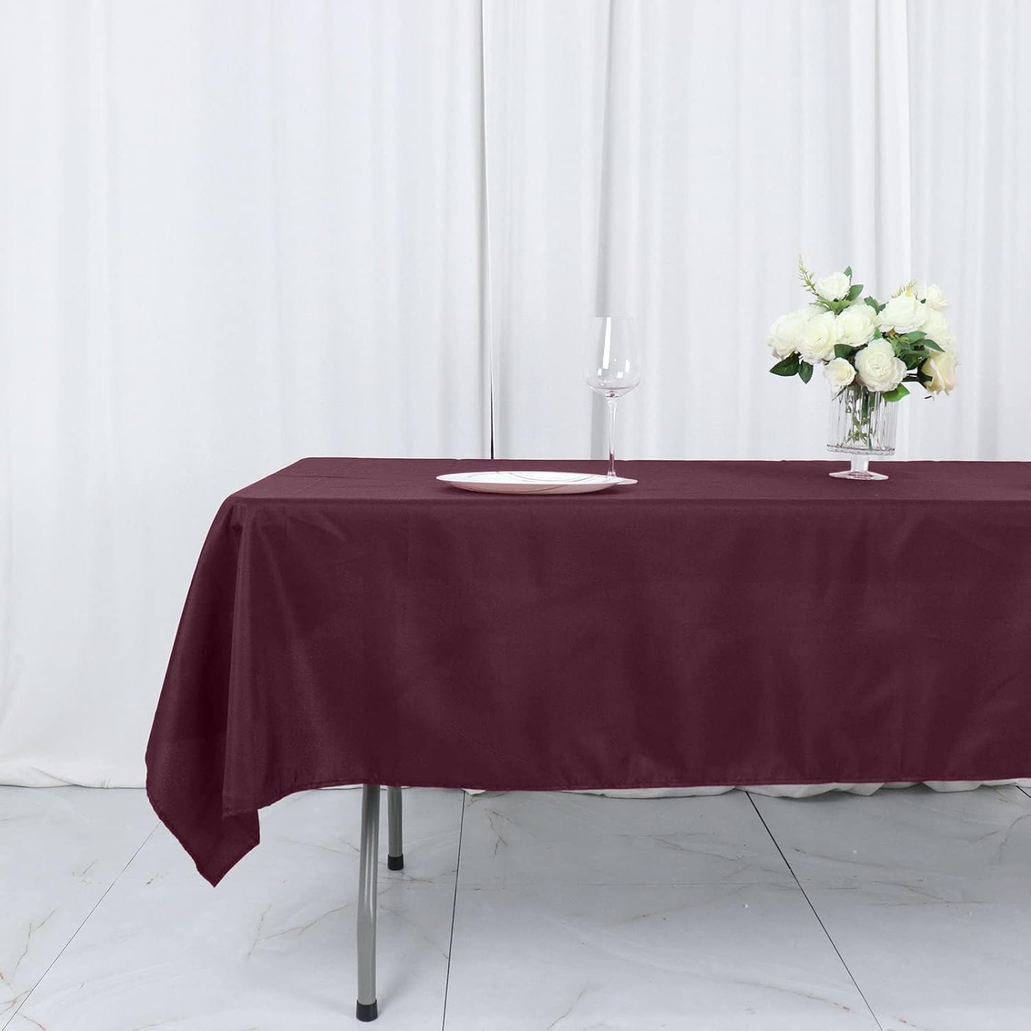 Efavormart – Mantel rectangular de poliéster, 54 x 96 pulgadas, color borgoña, para banquete, boda, fiesta, restaurante