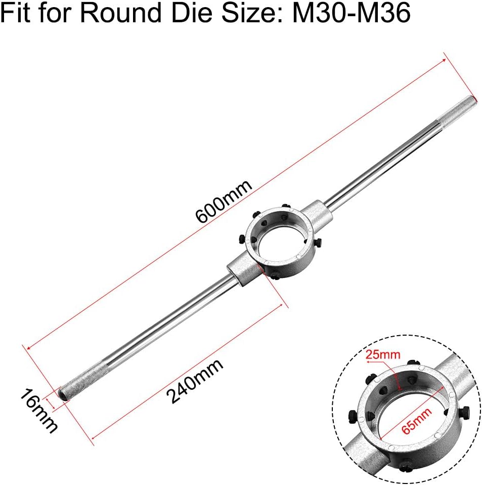 uxcell Soporte de llave de mango redondo de 2.559 in, para troquel redondo métrico M30-M361.850 in-2.559 in, con mango moleteado