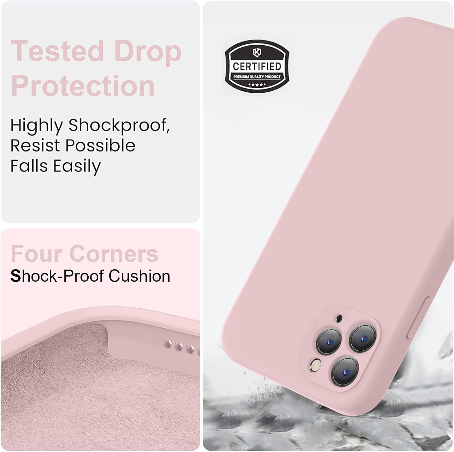 Vooii Funda compatible con iPhone 11 Pro, silicona líquida mejorada con bordes planos, protección de cámara, forro de microfibra suave antiarañazos,