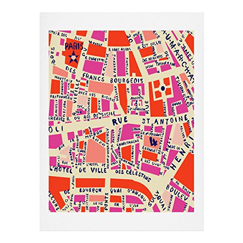Deny Designs Holli Zollinger Paris Map – Impresión artística rosa, 8 x 10 pulgadas
