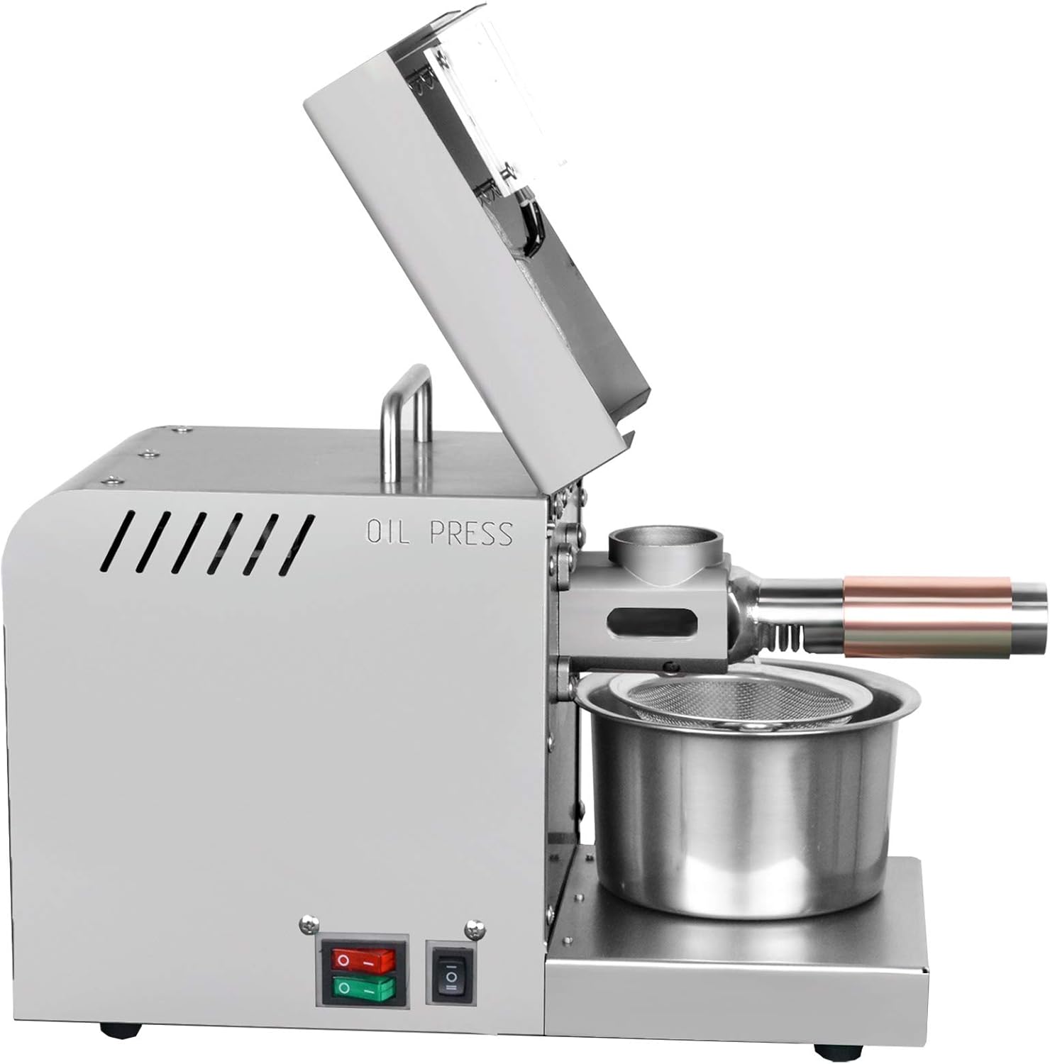 Máquina automática de prensa de aceite, extractor de aceite comercial de acero inoxidable 600 W, semillas de frutos secos, prensatelas de aceite