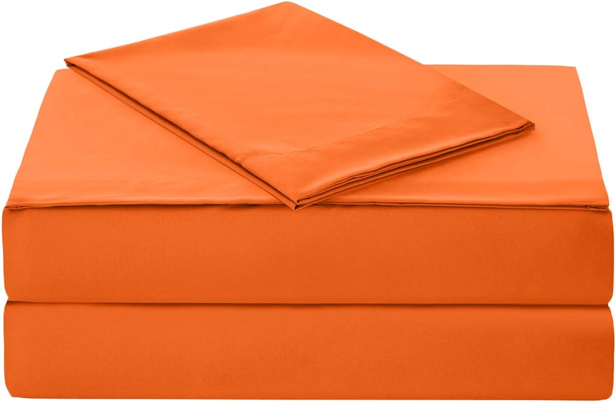 ARTALL Juego de sábanas de microfibra suave de 4 piezas con bolsillo profundo, tamaño King, naranja