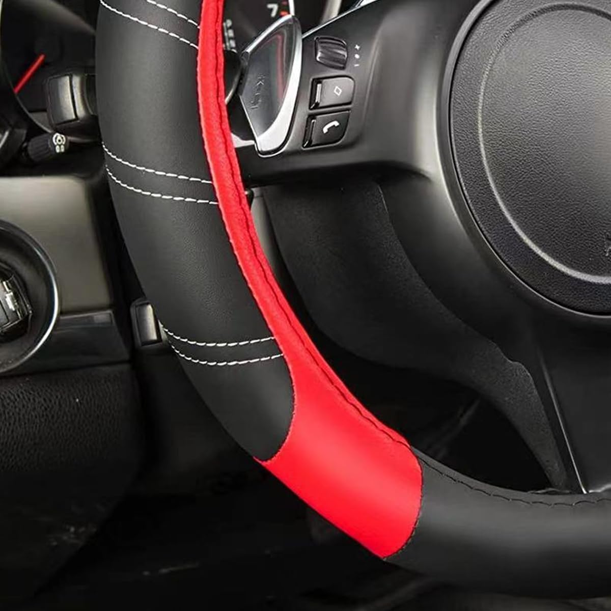 Funda universal de 15 pulgadas para volante de automóvil, protector de volante deportivo de microfibra elástica, antideslizante y transpirable,