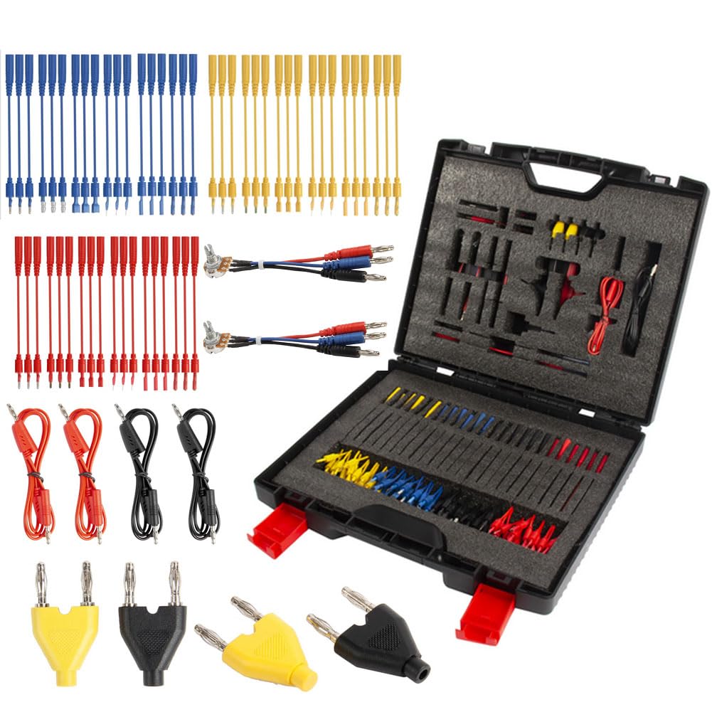 DUOYI Kit de cables de prueba de multímetro automotriz, 92 piezas, kit de cables de prueba de circuito automotriz multifunción con pinzas de