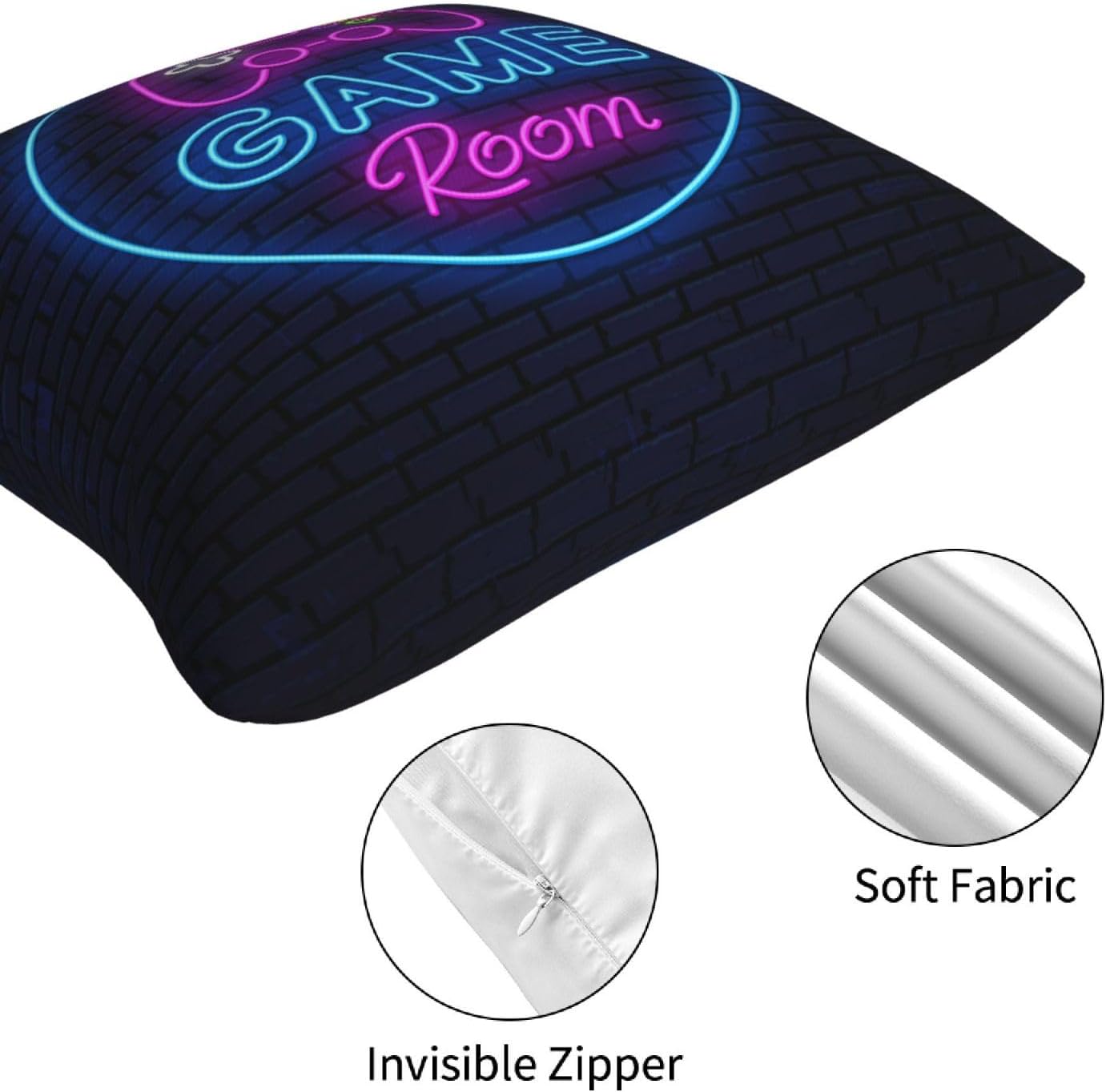 Juego de 4 fundas de almohada cuadradas de 18 x 18 pulgadas con signo de neón para videojuegos, decoración del hogar, sofá, silla, automóvil para