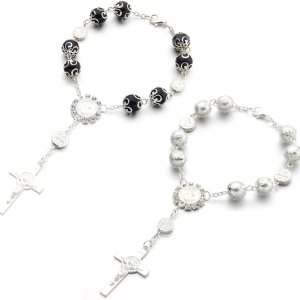 Ziciner 2 rosarios de automóvil para espejo retrovisor, decoración personalizada para colgar en el espejo retrovisor, colgante de rosario para Ziciner 2 rosarios de automóvil para espejo retrovisor, decoración personalizada para colgar en el espejo retrovisor, colgante de rosario para