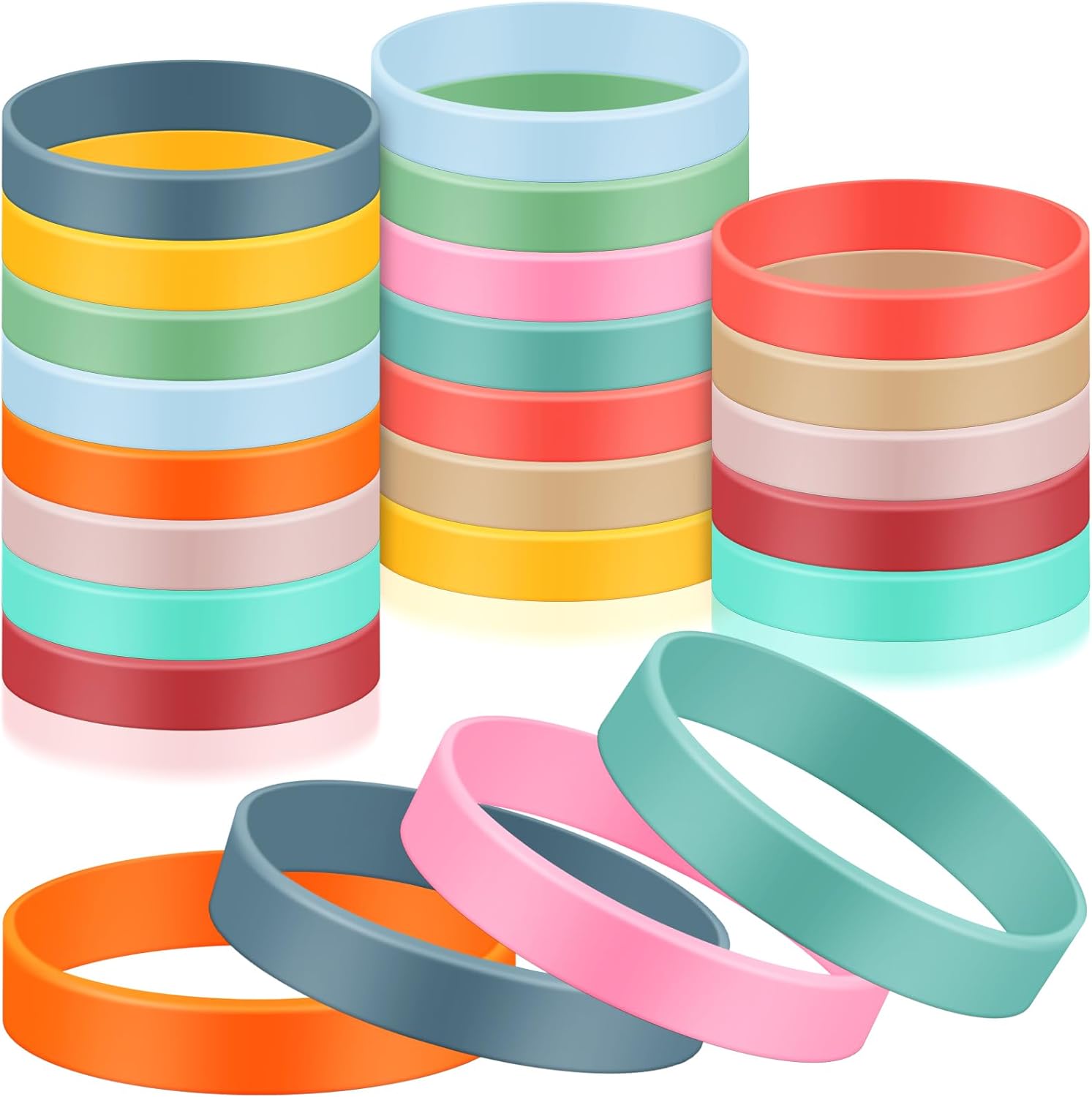 24 bandas elásticas de silicona de colores de 8 pulgadas, bandas elásticas de silicona de larga duración para libros, arte, envolturas de bolsas,