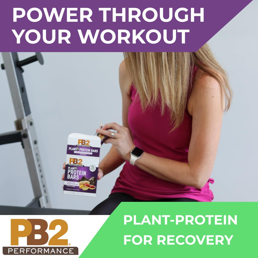 PB2 Performance Barras de proteína de mantequilla de maní y chocolate, 0.51 onzas de proteína a base de plantas (caja de 30 barras)