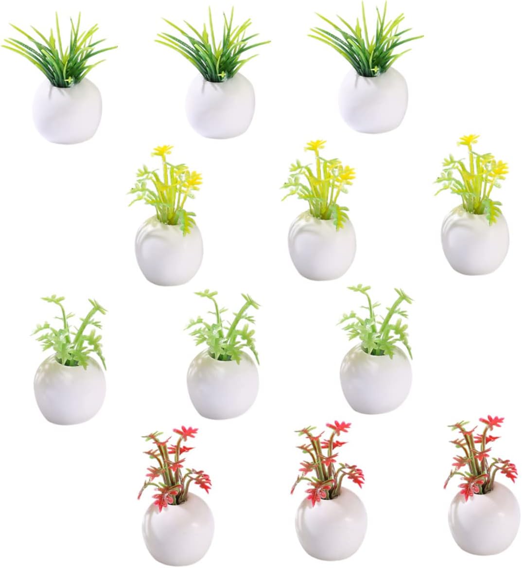 NOLITOY 12 piezas de mini plantas en maceta, accesorios para casa de muñecas en miniatura, planta bonsái en miniatura, maceta pequeña modelo bonsái,