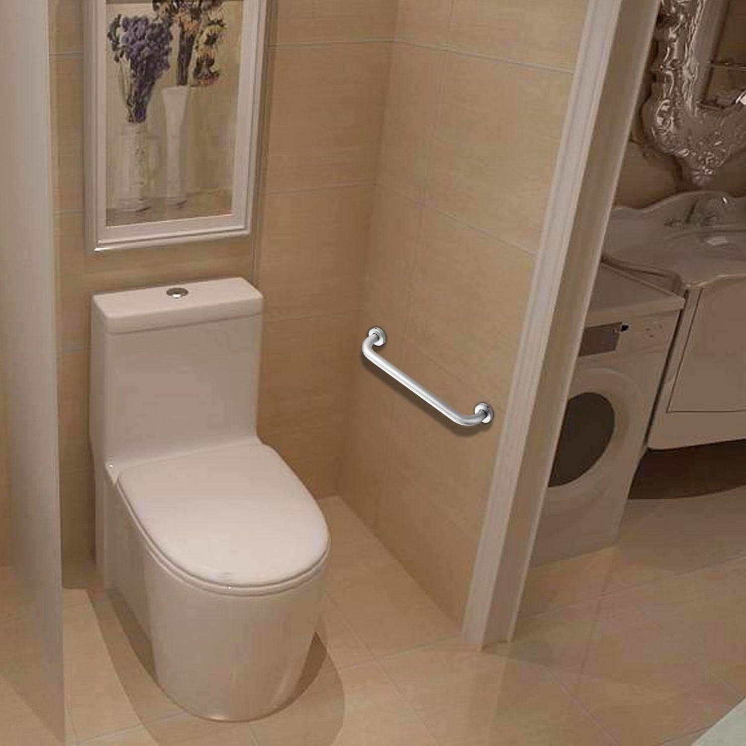 ZUEXT – Paquete de 2 barras de agarre para ducha de 16 pulgadas, barra de agarre de baño de acero inoxidable cromado, mango de ducha, barra de