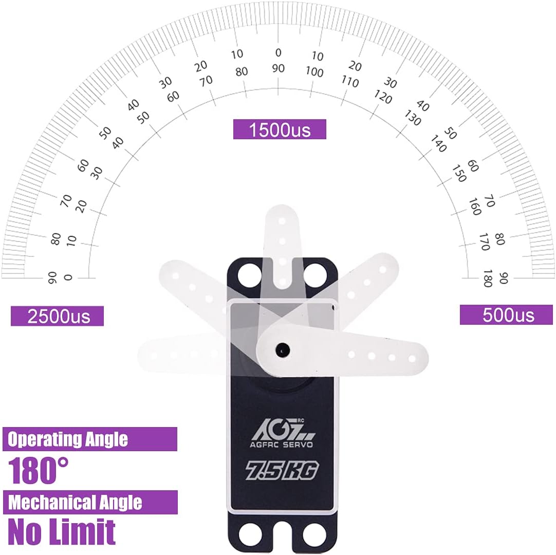AGFRC Micro RC-SCX24-Servo de 16.5 lbs de alto par – Servo digital CNC delgado sin núcleo SCX24 Dirección Servo de excavación programable con