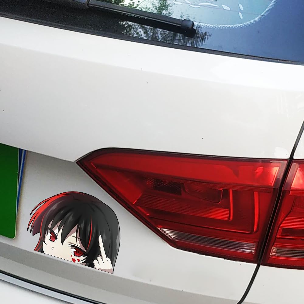 Calcomanías creativas de automóvil Akame Anime Peeker de 6.3 pulgadas para ventana de parachoques, casco de motocicleta, tapa de maletero,
