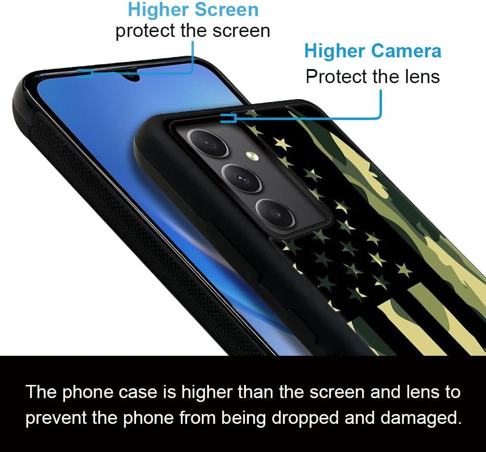 DJSOK Funda compatible con Samsung Galaxy A54 5G, diseño clásico de bandera de camuflaje verde de lujo para hombres, niños y niñas, doble capa a