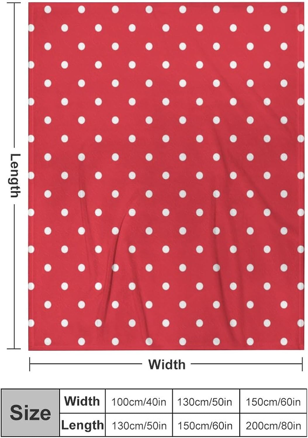 Manta de felpa de lunares rojo y blanco, suave y acogedora, manta de franela para todas las estaciones, para sofá, cama, 50 x 60 pulgadas