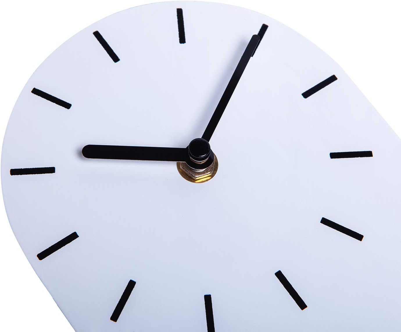 SOFFEE DESIGN Reloj de mesa de una pieza con hoja de hierro con base de madera, reloj de escritorio sin tictac funciona con pilas para sala de