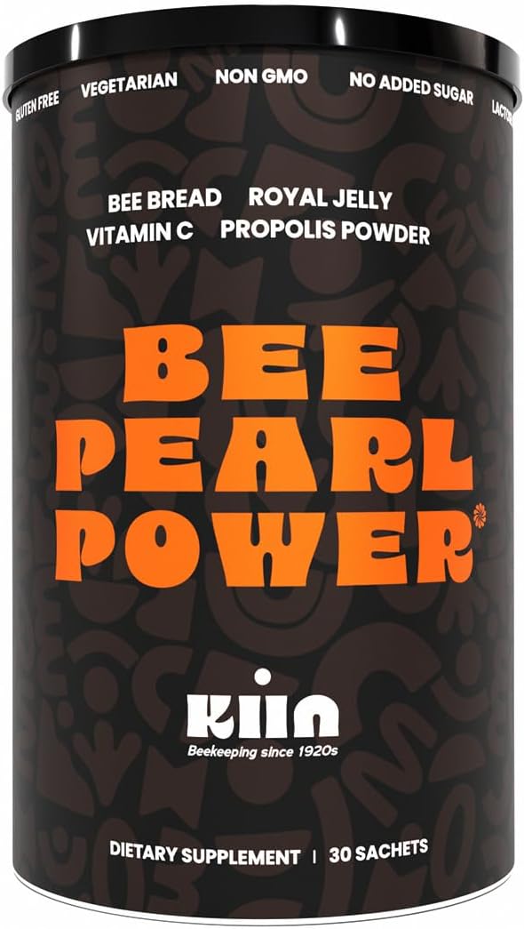 Bee Pearl Power – Pan de abeja en polvo 100% natural con polen de abeja, jalea real y propóleos, rico en vitaminas, enzimas, aminoácidos, Omega 3 6