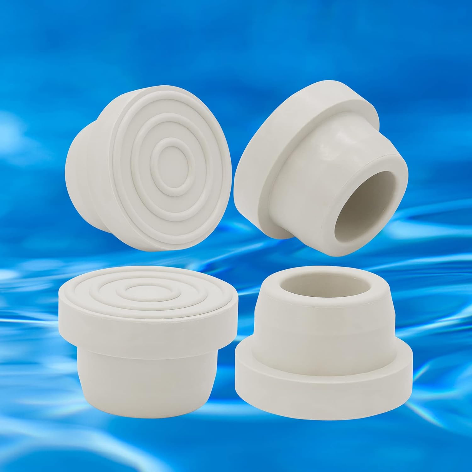 Parachoques de escalera de piscina para piscina enterrada  Tapones de goma para escalera interior de piscina, ajuste blanco, tubo de escalera de 1.9