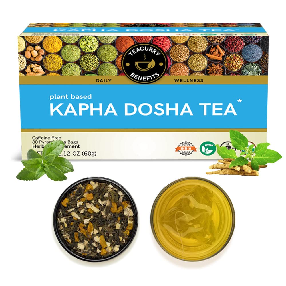 Teacurry Té Kapha Dosha (paquete de 1 mes  30 bolsas de té)  Ayuda a equilibrar Kapha (Made In India)
