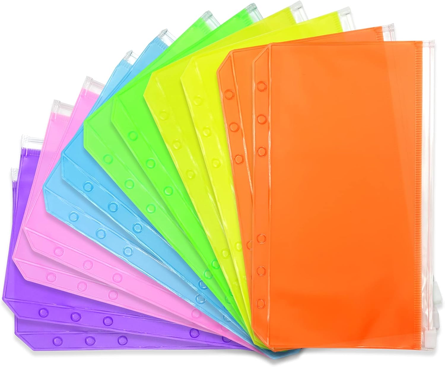 Bolsillos para carpeta A6, 12 piezas, coloridos sobres de 6 agujeros para cuadernos de 6 anillas, bolsas de hojas sueltas con 6 agujeros, bolsillos