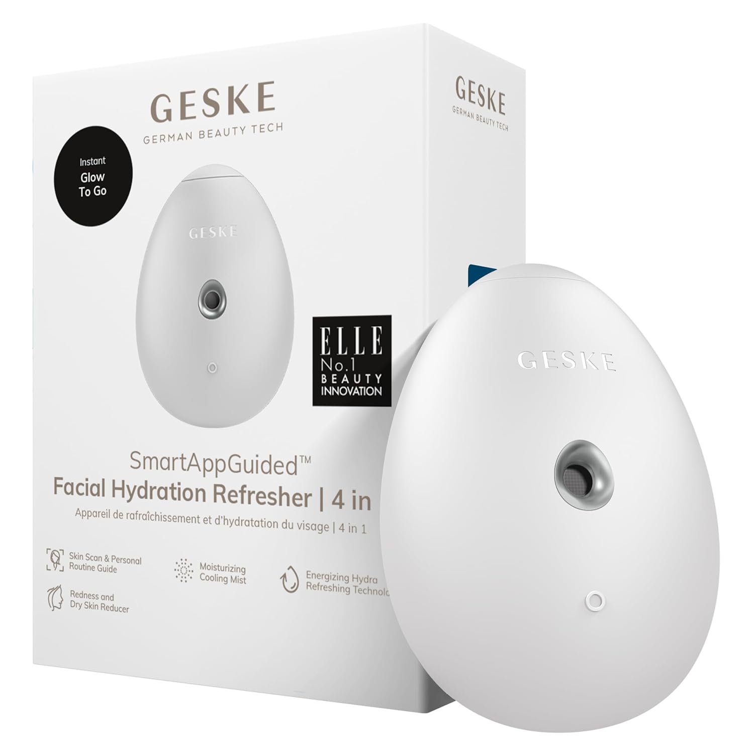 GESKE SmartAppGuided – Refrescante de hidratación facial  4 en 1  Atomizador de agua  Máquina de pulverización hidratante  Rociador facial