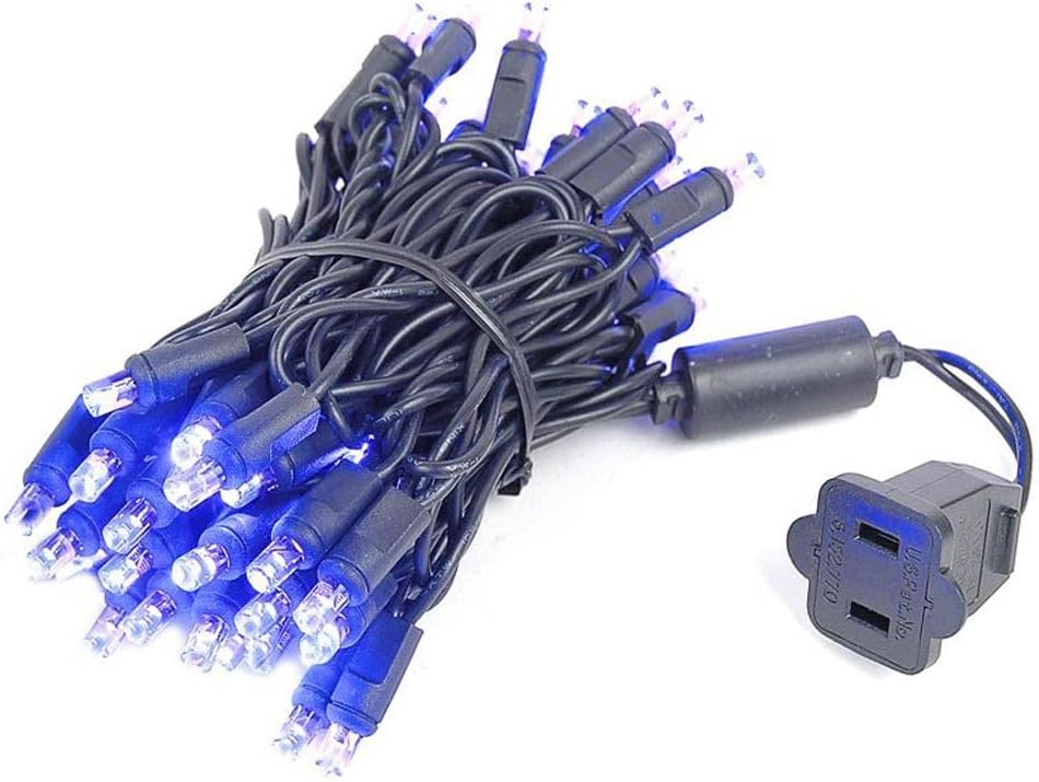 Novelty Lights Juego de 50 luces LED de Navidad, iluminación al aire libre, luces de fiesta, patio, morado, cable negro, 11 pies
