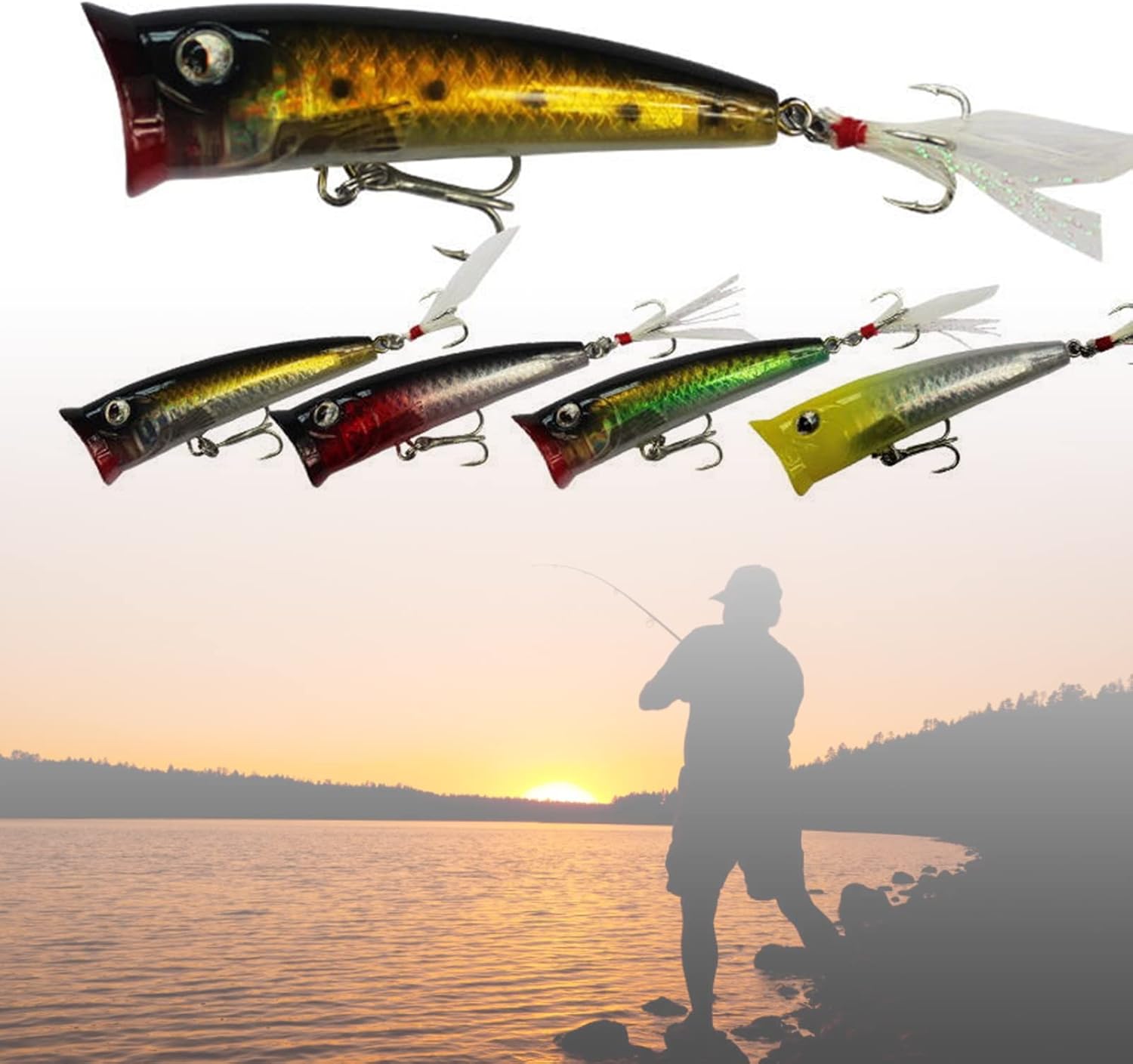 Señuelos de pesca, 2.953 in0.35 oz Wobbler Popper pesca cebo duro señuelo para pesca pesca amantes de la pesca, trucha lubina, pesca, 3, talla única