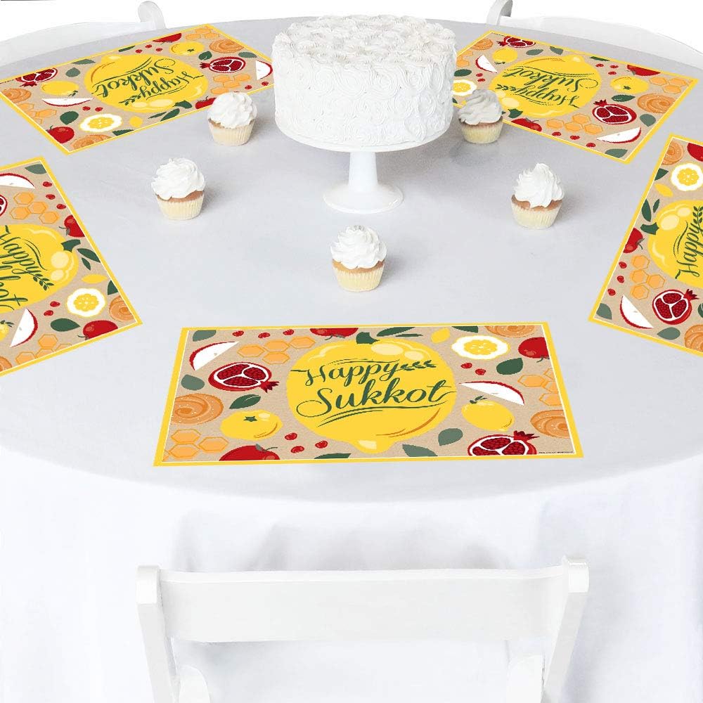 Big Dot of Happiness Sucot – Decoraciones de mesa de fiesta, manteles individuales judíos Sukkah, juego de 16