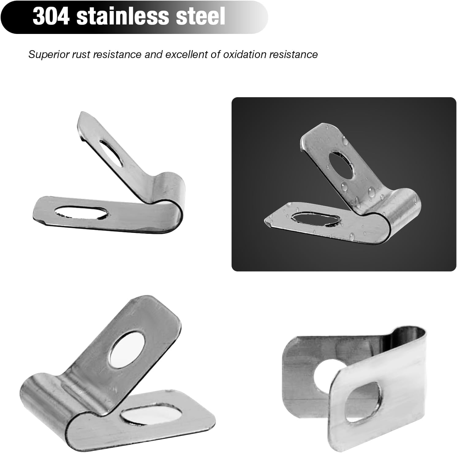 100 clips para valla de alambre con tornillos, clips de montaje de valla de acero inoxidable, clips de panel de ganado de 0.126 in de diámetro,