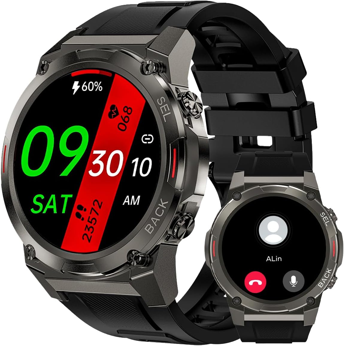 KACLUT Reloj inteligente, pantalla AMOLED de 1.43 pulgadas, batería de más de 70 días, más de 100 modos deportivos, reloj inteligente militar