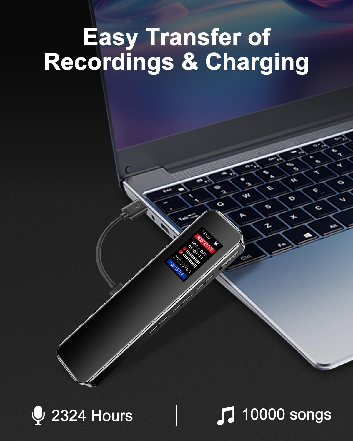 Grabadora de voz digital de 32 GB para conferencias y reuniones, grabadora activada por voz con capacidad de 2324 horas, grabadora de audio de