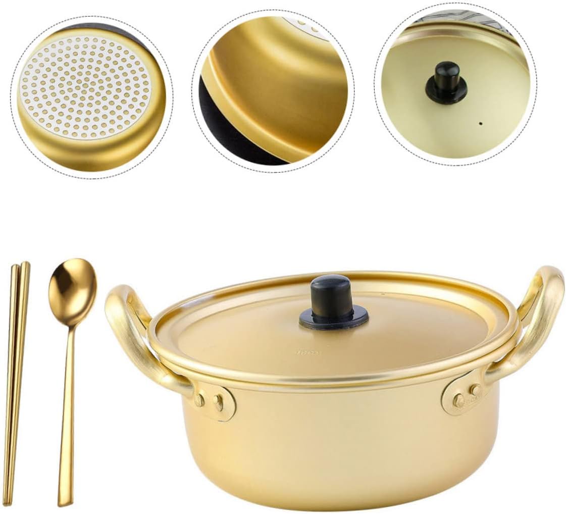ABOOFAN Olla de fideos instantáneos para el hogar, utensilios de cocina de acero inoxidable, cuenco de fideos coreanos, ollas coreanas eléctricas