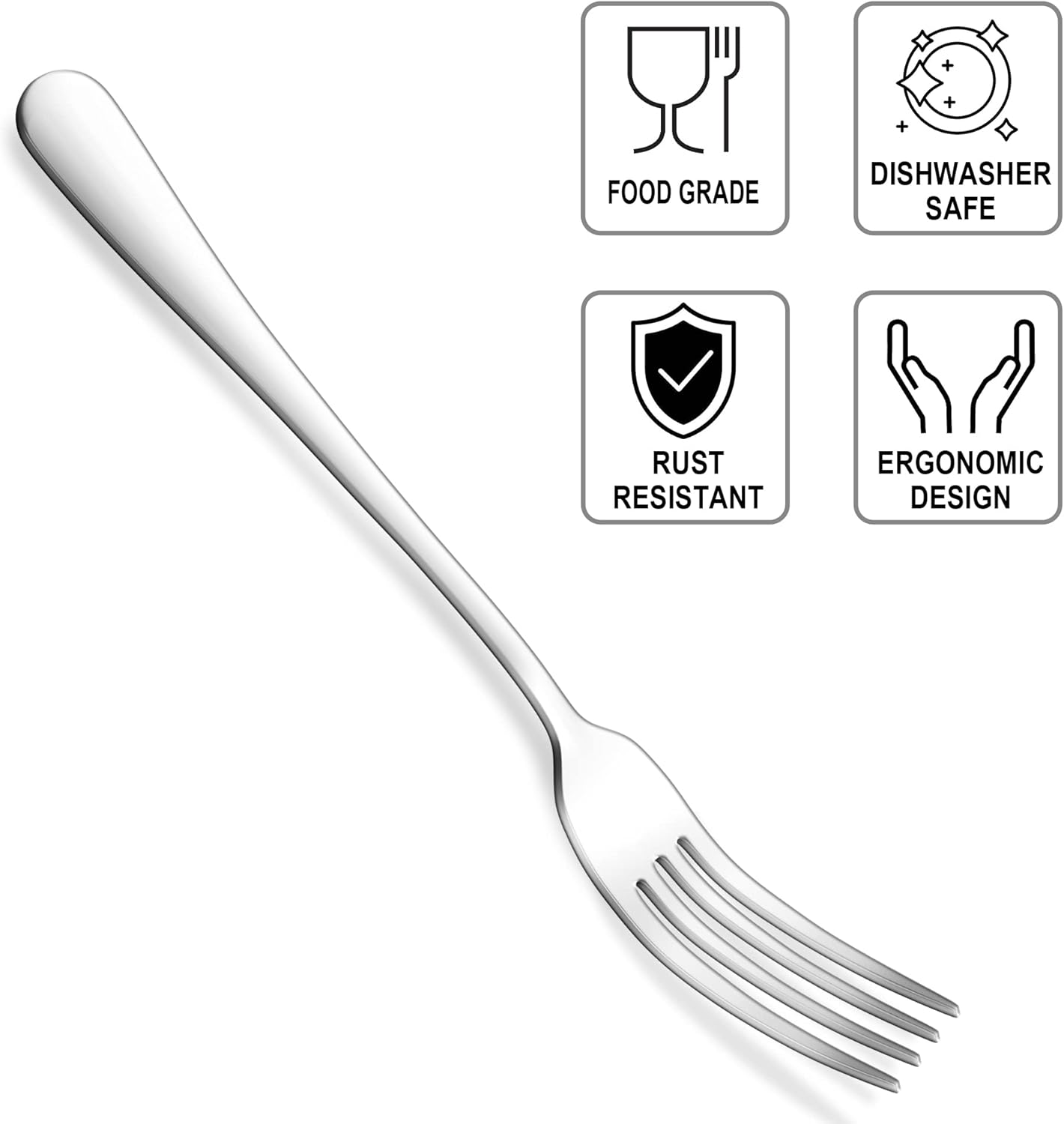 ENLOY – Juego de 12 tenedores de acero inoxidable de grado alimenticio, de 8 pulgadas, tenedores de mesa, tenedores de cubiertos, tenedores de