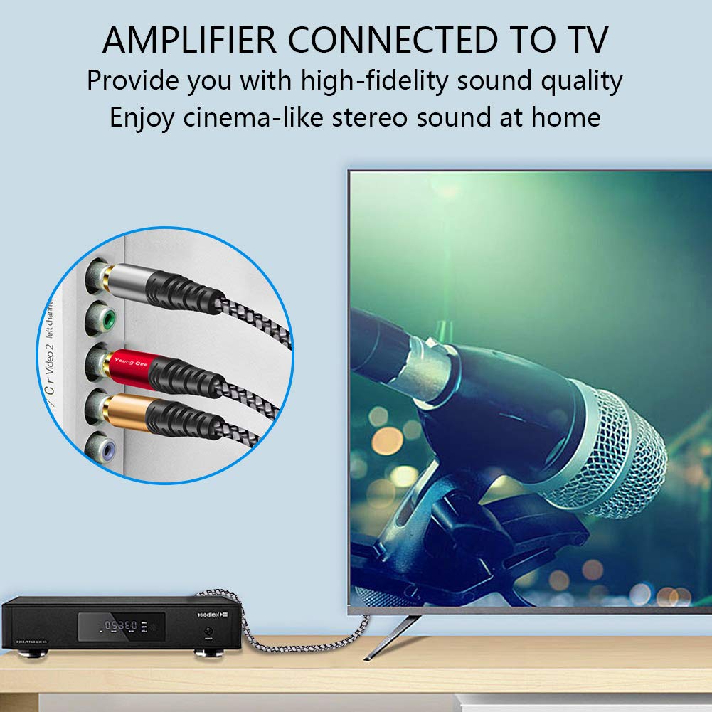 Cable RCA de audio y video de 12 pies, Yeung Qee 3RCA macho a 3RCA macho compuesto AV cable compatible con decodificador, altavoz, amplificador,