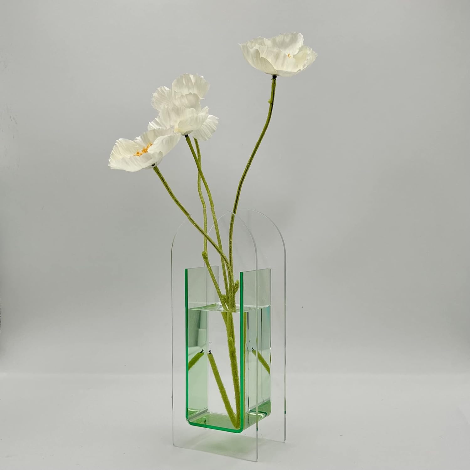 Florero de acrílico, soporte para brochas de maquillaje, elegante y moderno florero floral contemporáneo para decoración del hogar, centros de mesa,