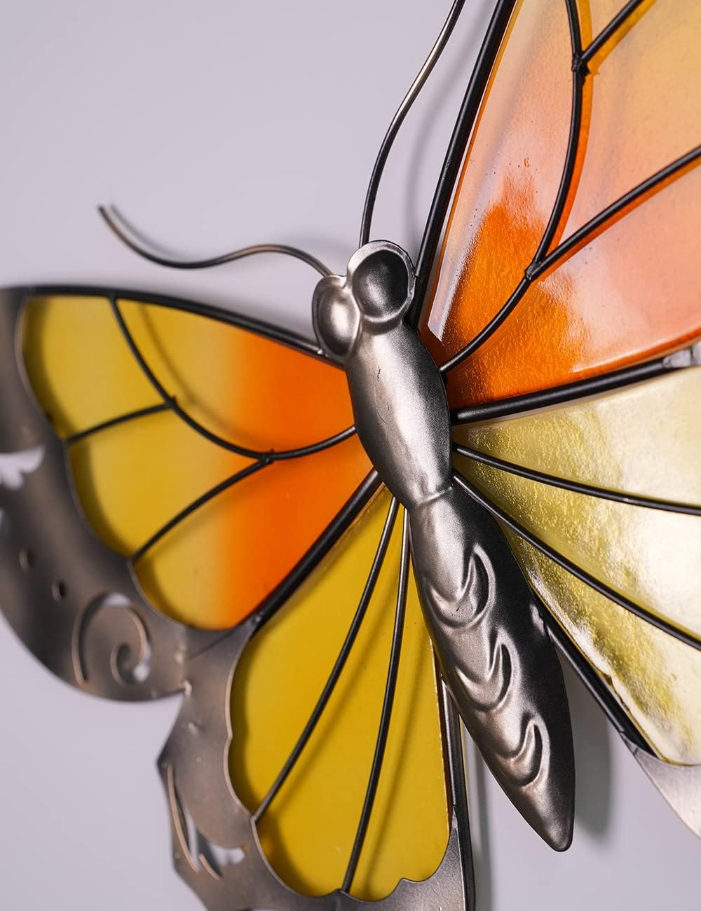 HONCOEN Escultura de pared de arte de metal, decoración de pared moderna, estatua de mariposa 3D, regalo para el hogar, manualidades de vitrales en