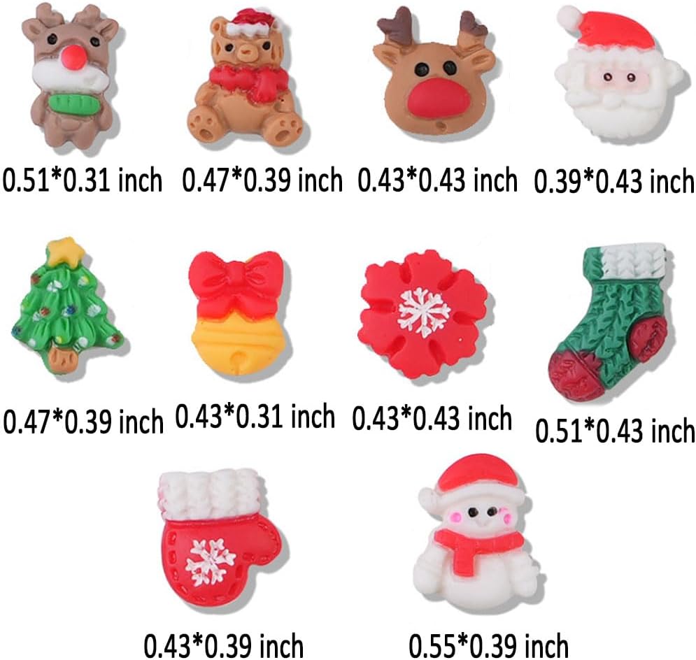20 dijes de uñas de Navidad con dibujos animados 3D, árbol de Navidad, Papá Noel, muñeco de nieve, campanas, alce, copos de nieve, adornos de uñas